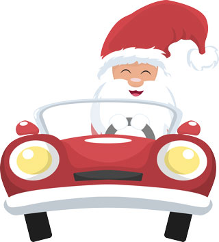 Santa in a car